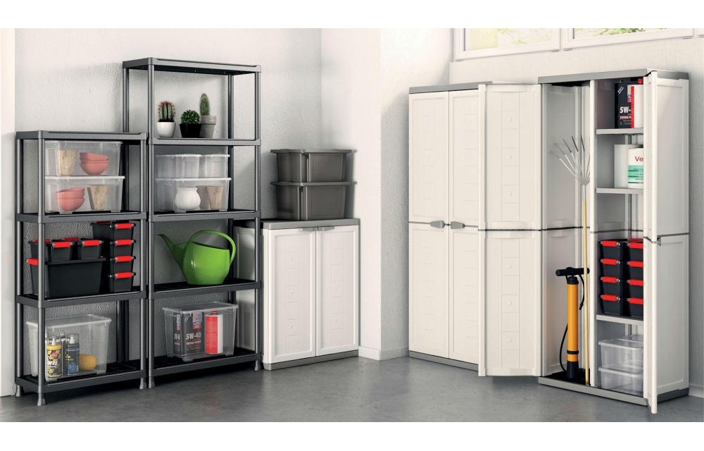 Открытый стеллаж Plus Shelf 60/4 в подарок каждому покупателю пластиковых сараев Keter