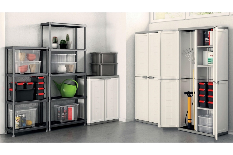 Открытый стеллаж Plus Shelf 60/4 в подарок каждому покупателю пластиковых сараев Keter