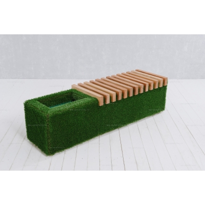 Лавочка из искусственной травы Sherwood с кашпо для цветов (светлая) Лавочка из искусственной травы Sherwood с кашпо для цветов (светлая)