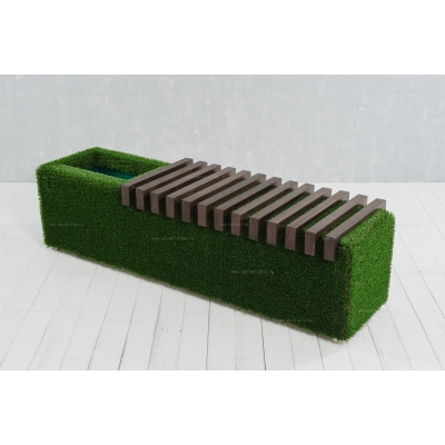 Лавочка из искусственной травы Sherwood с кашпо для цветов (темная) Лавочка из искусственной травы Sherwood с кашпо для цветов (темная)