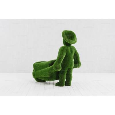 Садовая фигура из искусственной травы «Человек с тележкой» Садовая фигура из искусственной травы «Человек с тележкой»