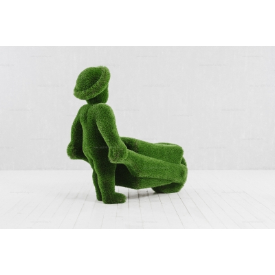 Садовая фигура из искусственной травы «Человек с тележкой» Садовая фигура из искусственной травы «Человек с тележкой»