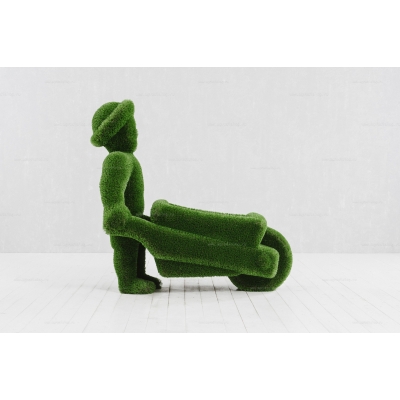 Садовая фигура из искусственной травы «Человек с тележкой» Садовая фигура из искусственной травы «Человек с тележкой»