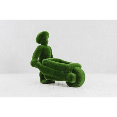 Садовая фигура из искусственной травы «Человек с тележкой» Садовая фигура из искусственной травы «Человек с тележкой»