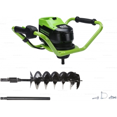 Земляной аккумуляторный мотобур Greenworks 82EA8K8 Земляной аккумуляторный мотобур Greenworks 82EA8K8