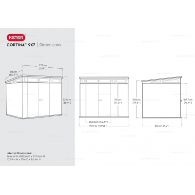 Древесно-пластиковый композитный сарай Keter Cortina 9x7 Graphite Древесно-пластиковый композитный сарай Keter Cortina 9x7 Graphite