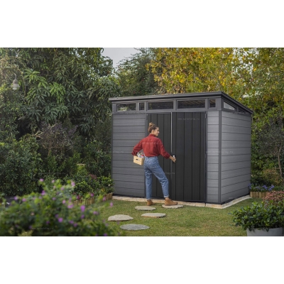 Древесно-пластиковый композитный сарай Keter Cortina 9x7 Graphite Древесно-пластиковый композитный сарай Keter Cortina 9x7 Graphite