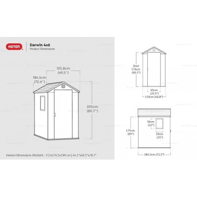 Древесно-пластиковый композитный сарай Keter Darwin 4x6 Green Древесно-пластиковый композитный сарай Keter Darwin 4x6 Green