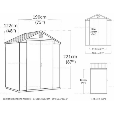 Древесно-пластиковый композитный сарай Keter Darwin 6x4 Green Древесно-пластиковый композитный сарай Keter Darwin 6x4 Green