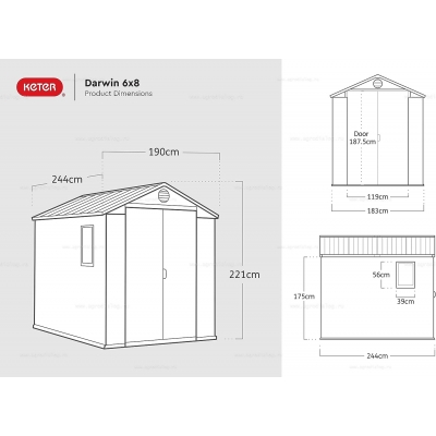 Древесно-пластиковый композитный сарай Keter Darwin 6x8 Grey Древесно-пластиковый композитный сарай Keter Darwin 6x8 Grey