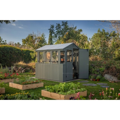 Древесно-пластиковый композитный сарай Keter Darwin Potting 6x8 Green Древесно-пластиковый композитный сарай Keter Darwin Potting 6x8 Green