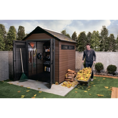 Древесно-пластиковый композитный сарай Keter Fusion 757 Mahogany Древесно-пластиковый композитный сарай Keter Fusion 757 Mahogany