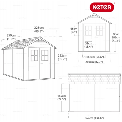 Древесно-пластиковый композитный сарай Keter Newton 7511 Grey Древесно-пластиковый композитный сарай Keter Newton 7511 Grey