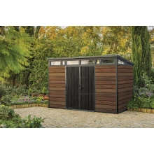 Древесно-пластиковый композитный сарай Keter Signature Pent 11x7 Walnut Древесно-пластиковый композитный сарай Keter Signature Pent 11x7 Walnut