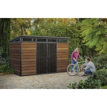 Древесно-пластиковый композитный сарай Keter Signature Pent 11x7 Walnut Древесно-пластиковый композитный сарай Keter Signature Pent 11x7 Walnut