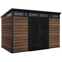 Древесно-пластиковый композитный сарай Keter Signature Pent 11x7 Walnut Древесно-пластиковый композитный сарай Keter Signature Pent 11x7 Walnut