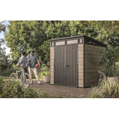 Древесно-пластиковый композитный сарай Keter Signature Pent 7x7 Ashwood Древесно-пластиковый композитный сарай Keter Signature Pent 7x7 Ashwood