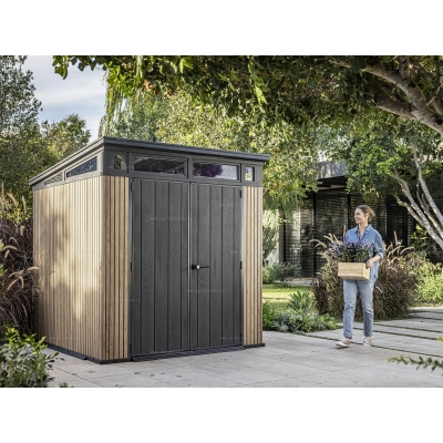 Древесно-пластиковый композитный сарай Keter Signature Pent 7x7 Venetian Brown Древесно-пластиковый композитный сарай Keter Signature Pent 7x7 Venetian Brown