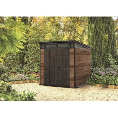 Древесно-пластиковый композитный сарай Keter Signature Pent 7x7 Walnut Древесно-пластиковый композитный сарай Keter Signature Pent 7x7 Walnut