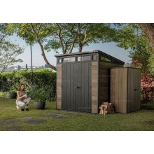 Древесно-пластиковый композитный сарай Keter Signature Pent 7x7 Walnut Древесно-пластиковый композитный сарай Keter Signature Pent 7x7 Walnut