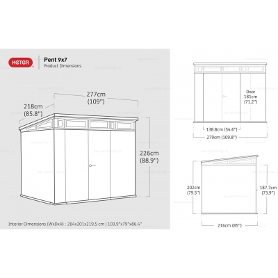 Древесно-пластиковый композитный сарай Keter Signature Pent 9x7 Ashwood Древесно-пластиковый композитный сарай Keter Signature Pent 9x7 Ashwood