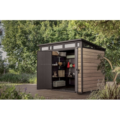 Древесно-пластиковый композитный сарай Keter Signature Pent 9x7 Ashwood Древесно-пластиковый композитный сарай Keter Signature Pent 9x7 Ashwood