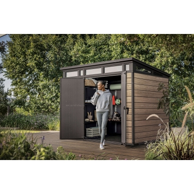 Древесно-пластиковый композитный сарай Keter Signature Pent 9x7 Ashwood Древесно-пластиковый композитный сарай Keter Signature Pent 9x7 Ashwood