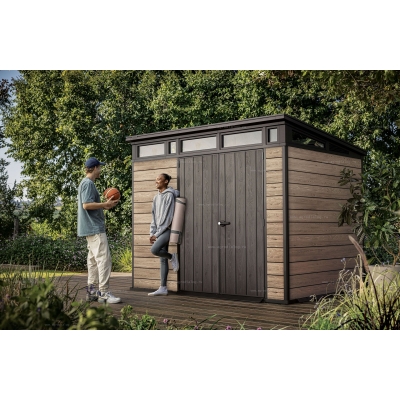 Древесно-пластиковый композитный сарай Keter Signature Pent 9x7 Ashwood Древесно-пластиковый композитный сарай Keter Signature Pent 9x7 Ashwood