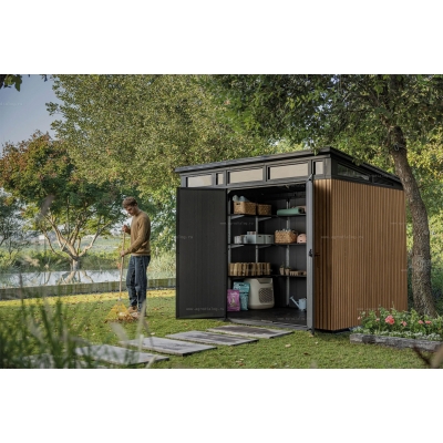 Древесно-пластиковый композитный сарай Keter Signature Pent 9x7 Venetian Brown Древесно-пластиковый композитный сарай Keter Signature Pent 9x7 Venetian Brown