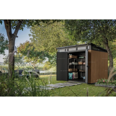 Древесно-пластиковый композитный сарай Keter Signature Pent 9x7 Venetian Brown Древесно-пластиковый композитный сарай Keter Signature Pent 9x7 Venetian Brown