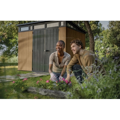 Древесно-пластиковый композитный сарай Keter Signature Pent 9x7 Venetian Brown Древесно-пластиковый композитный сарай Keter Signature Pent 9x7 Venetian Brown