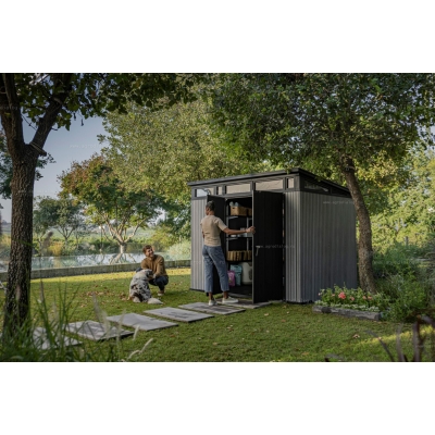 Древесно-пластиковый композитный сарай Keter Signature Pent 9x7 Venetian Grey Древесно-пластиковый композитный сарай Keter Signature Pent 9x7 Venetian Grey