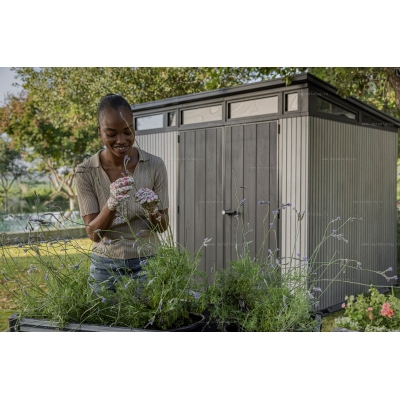 Древесно-пластиковый композитный сарай Keter Signature Pent 9x7 Venetian Grey Древесно-пластиковый композитный сарай Keter Signature Pent 9x7 Venetian Grey