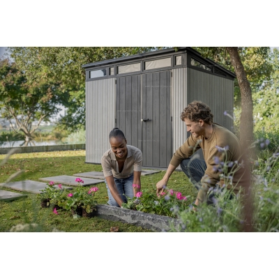 Древесно-пластиковый композитный сарай Keter Signature Pent 9x7 Venetian Grey Древесно-пластиковый композитный сарай Keter Signature Pent 9x7 Venetian Grey