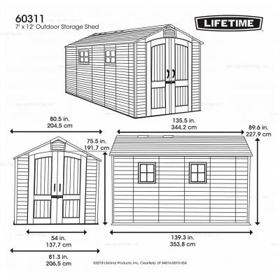 Пластиковый сарай Lifetime Woodlook 7x12 Пластиковый сарай Lifetime Woodlook 7x12