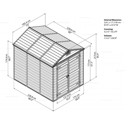 Сарай из поликарбоната Palram SkyLight 6x8 Grey Сарай из поликарбоната Palram SkyLight 6x8 Grey