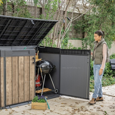 Древесно-пластиковый композитный садовый шкаф Keter Horizontal Shed 2020 L Ashwood Древесно-пластиковый композитный садовый шкаф Keter Horizontal Shed 2020 L Ashwood