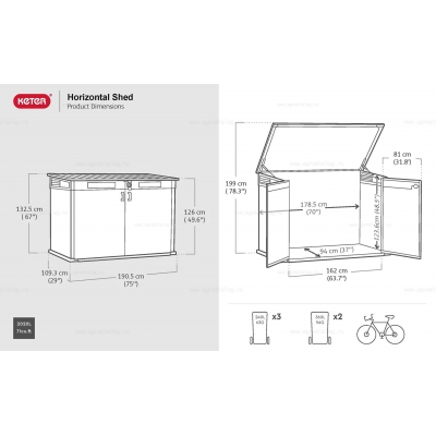 Древесно-пластиковый композитный садовый шкаф Keter Horizontal Shed 2020 L Walnut Древесно-пластиковый композитный садовый шкаф Keter Horizontal Shed 2020 L Walnut