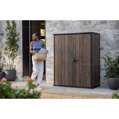Древесно-пластиковый композитный садовый шкаф Keter Vertical Shed 1400 L Walnut Древесно-пластиковый композитный садовый шкаф Keter Vertical Shed 1400 L Walnut
