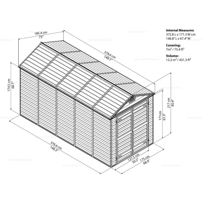 Сарай из поликарбоната Palram SkyLight 6x12 Grey Сарай из поликарбоната Palram SkyLight 6x12 Grey